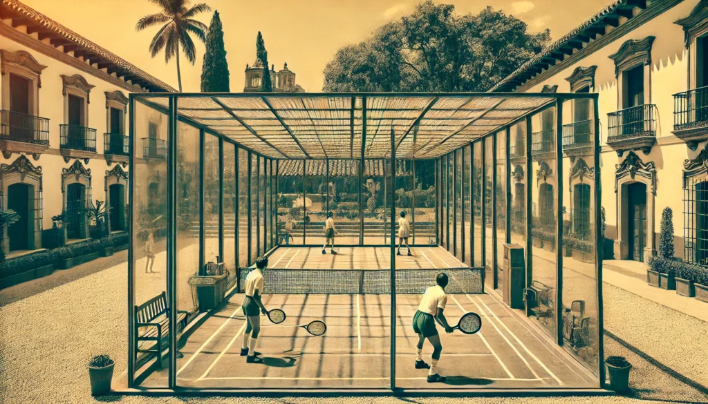 a group of people playing tennis